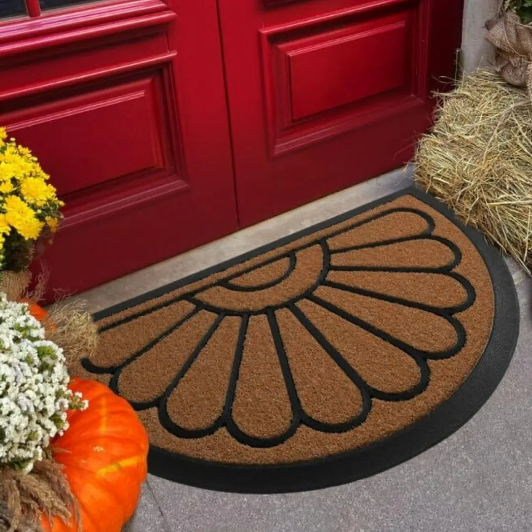 UbdyoArc Half-Moon Coir and Rubber Door Mat - Non-Slip Decorative Entrance Mat for Indoor and Outdoor Use