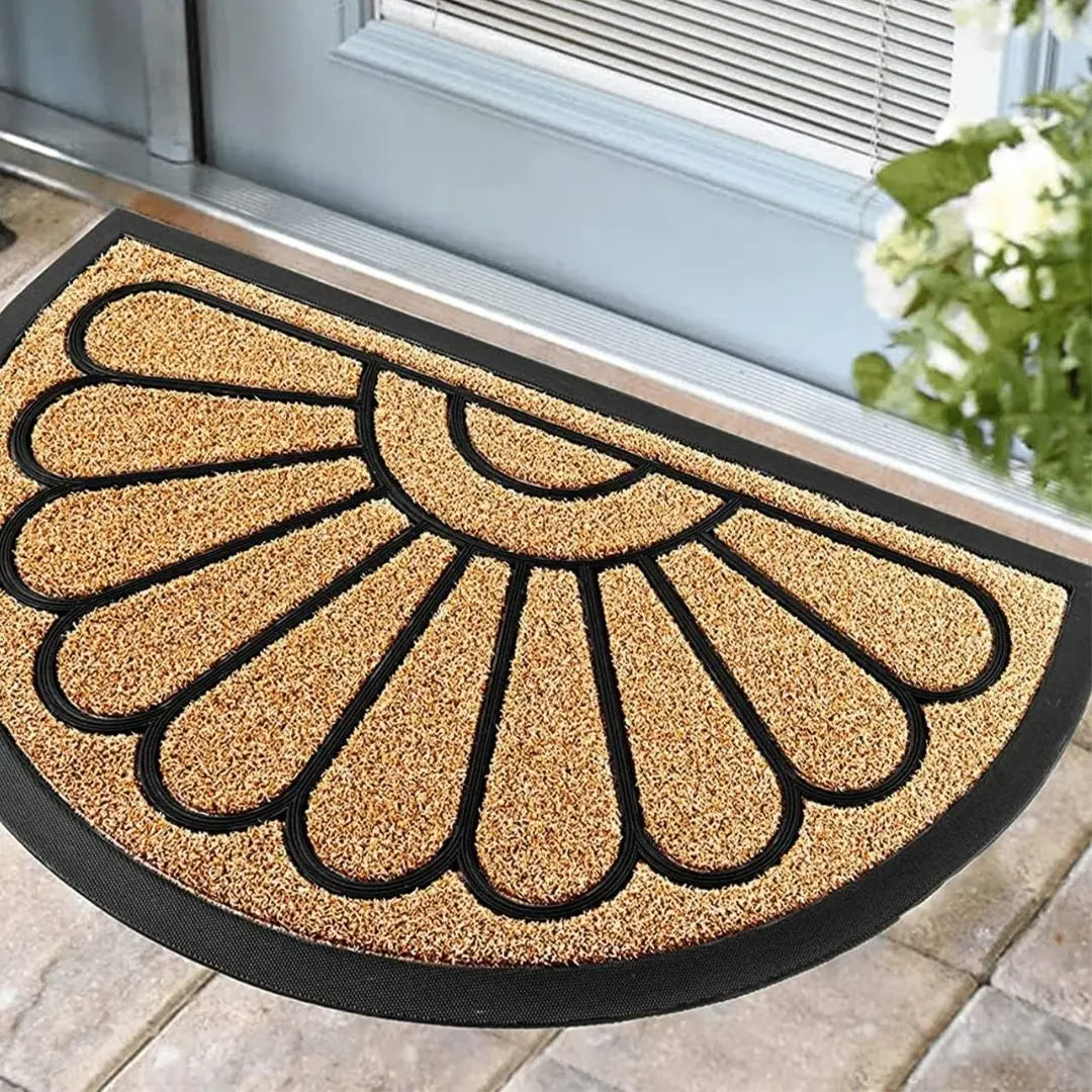 UbdyoArc Half-Moon Coir and Rubber Door Mat - Non-Slip Decorative Entrance Mat for Indoor and Outdoor Use