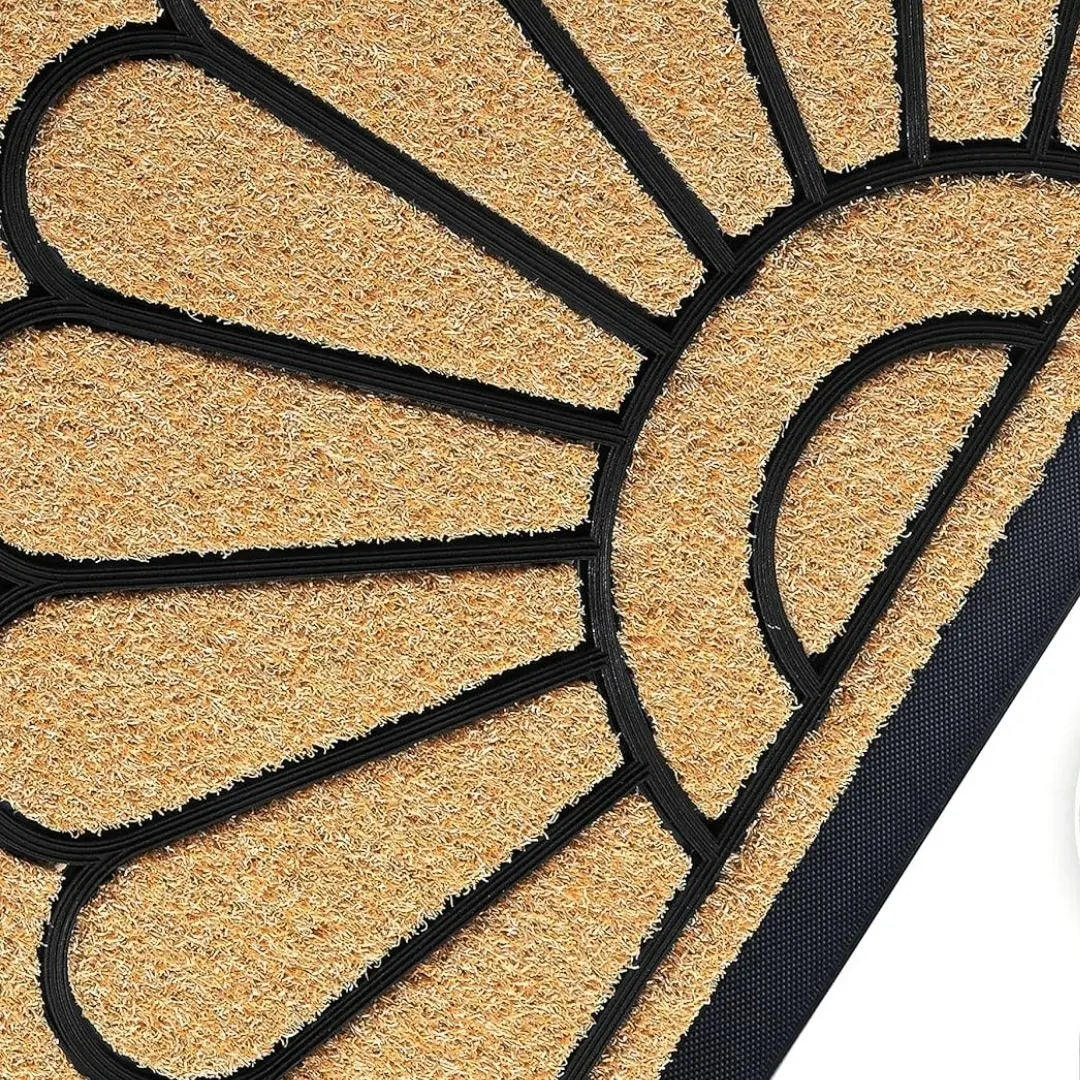 UbdyoArc Half-Moon Coir and Rubber Door Mat - Non-Slip Decorative Entrance Mat for Indoor and Outdoor Use