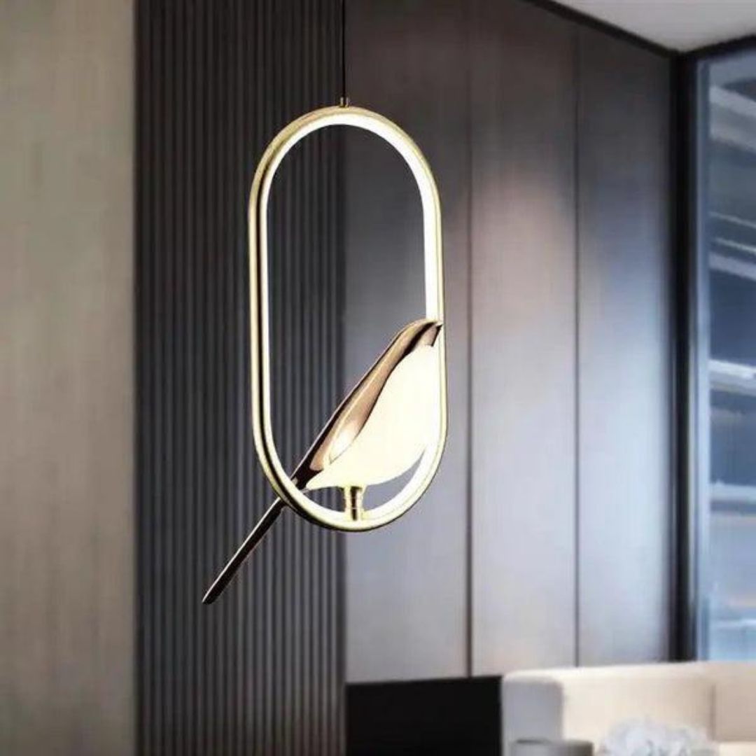 Luxury Pendant Light with Golden Bird - Modern Elegance for Serene Living Spaces