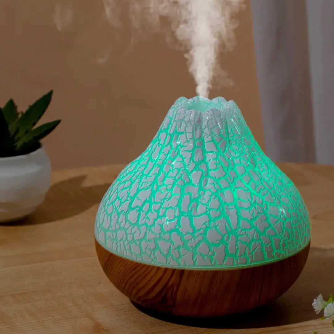Volcano Air Humidifier 300ml - USB Mist Air Humidifier with LED Ambient Light