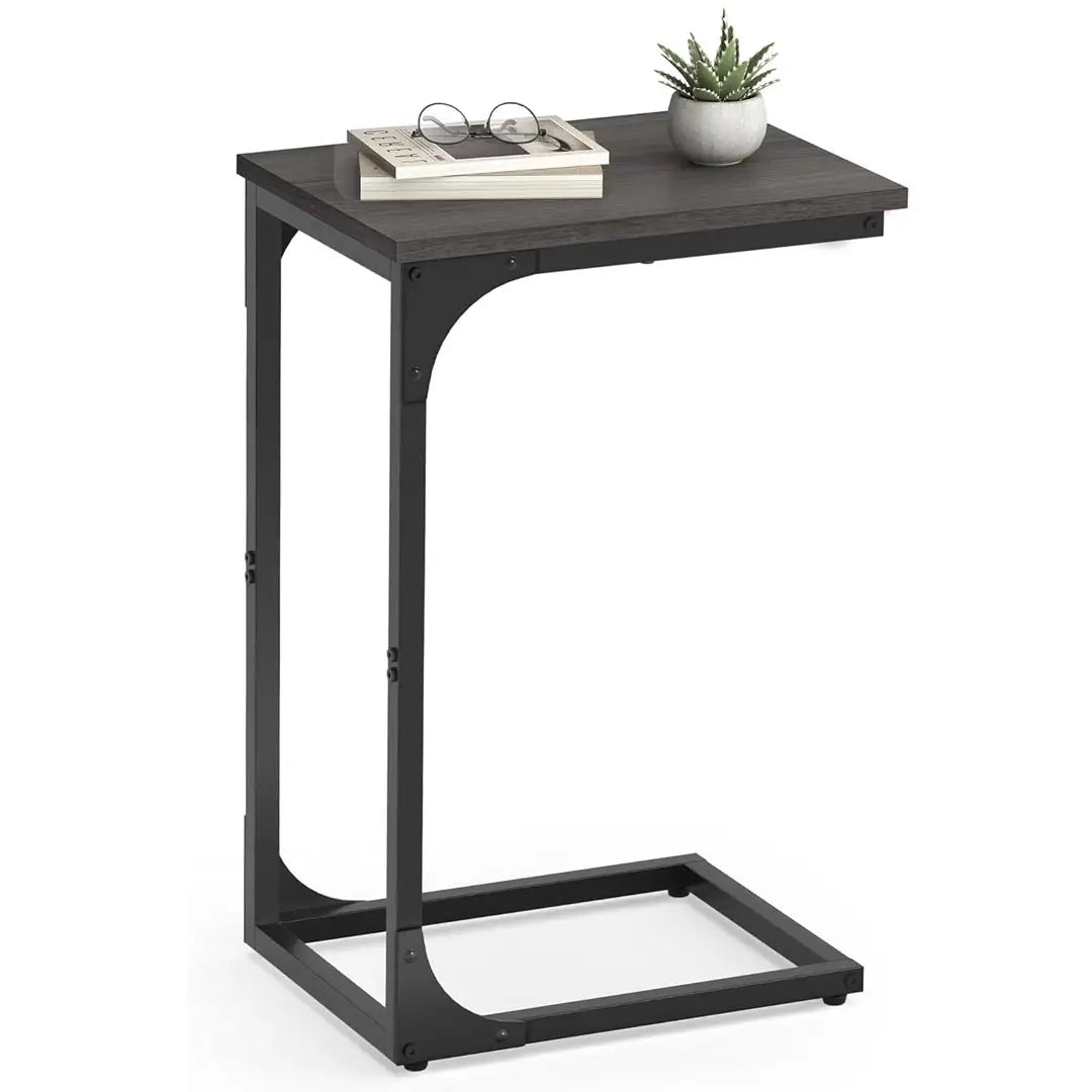 C-Shaped Coffee Table - Sofa Side Table, Bedside Table with Metal Frame
