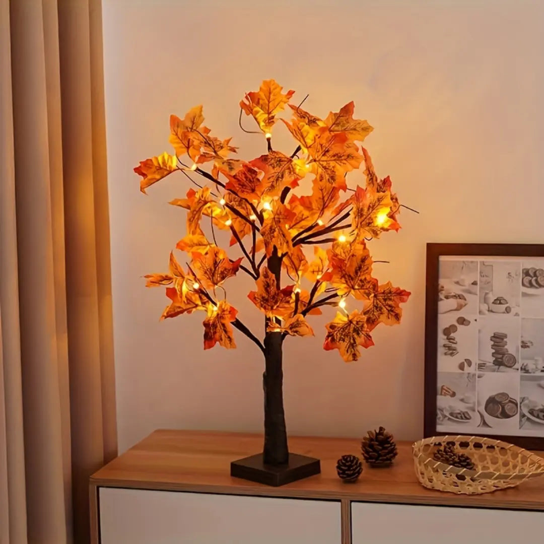Artificial Maple Tree Lamp with LED Lights - Perfect for Halloween and Christmas Decor