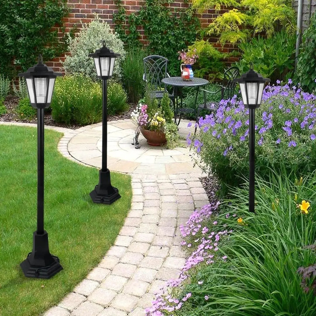 Saliar LED Solar Garden Lamp Posts - Outdoor Pathway and Patio Lantern Lights
