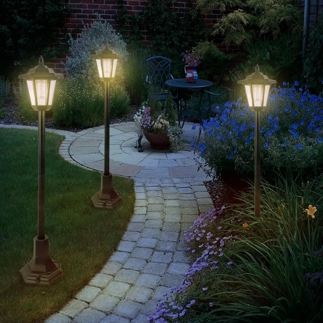 Saliar LED Solar Garden Lamp Posts - Outdoor Pathway and Patio Lantern Lights