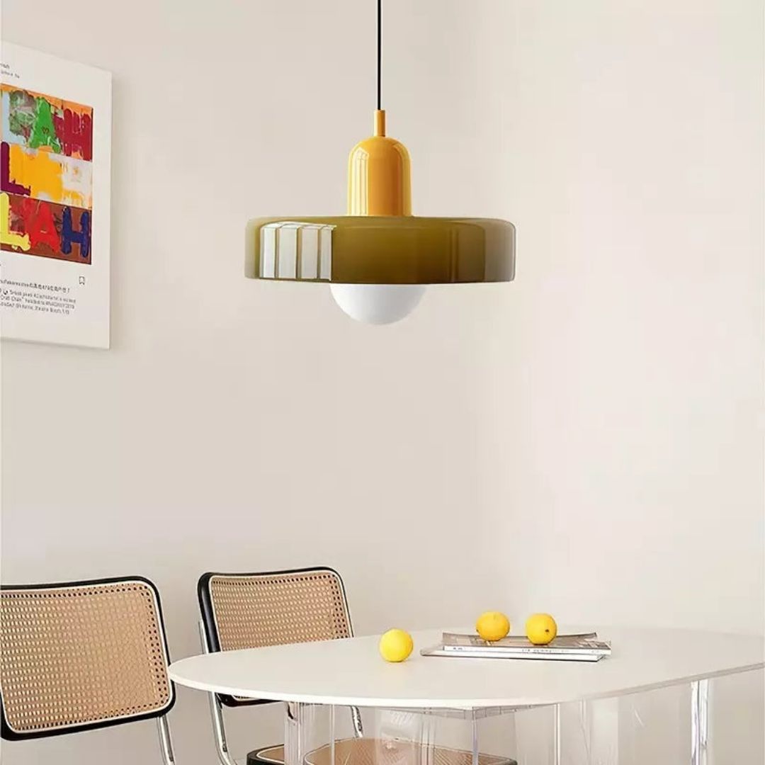 Bauhaus Colored Glass Pendant Light - Modern Minimalist Retro Hanging Fixture