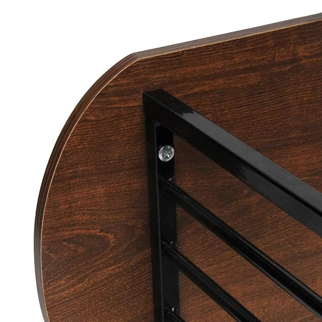 Oval End Table with Storage - Slim Wooden Side Table with Metal Frame
