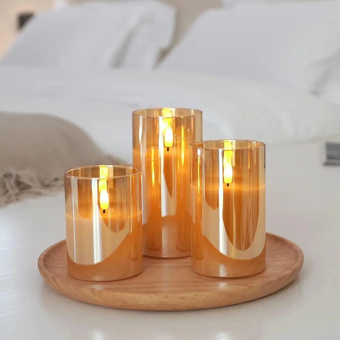 3Pcs Set Flameless Candles with Remote Timer