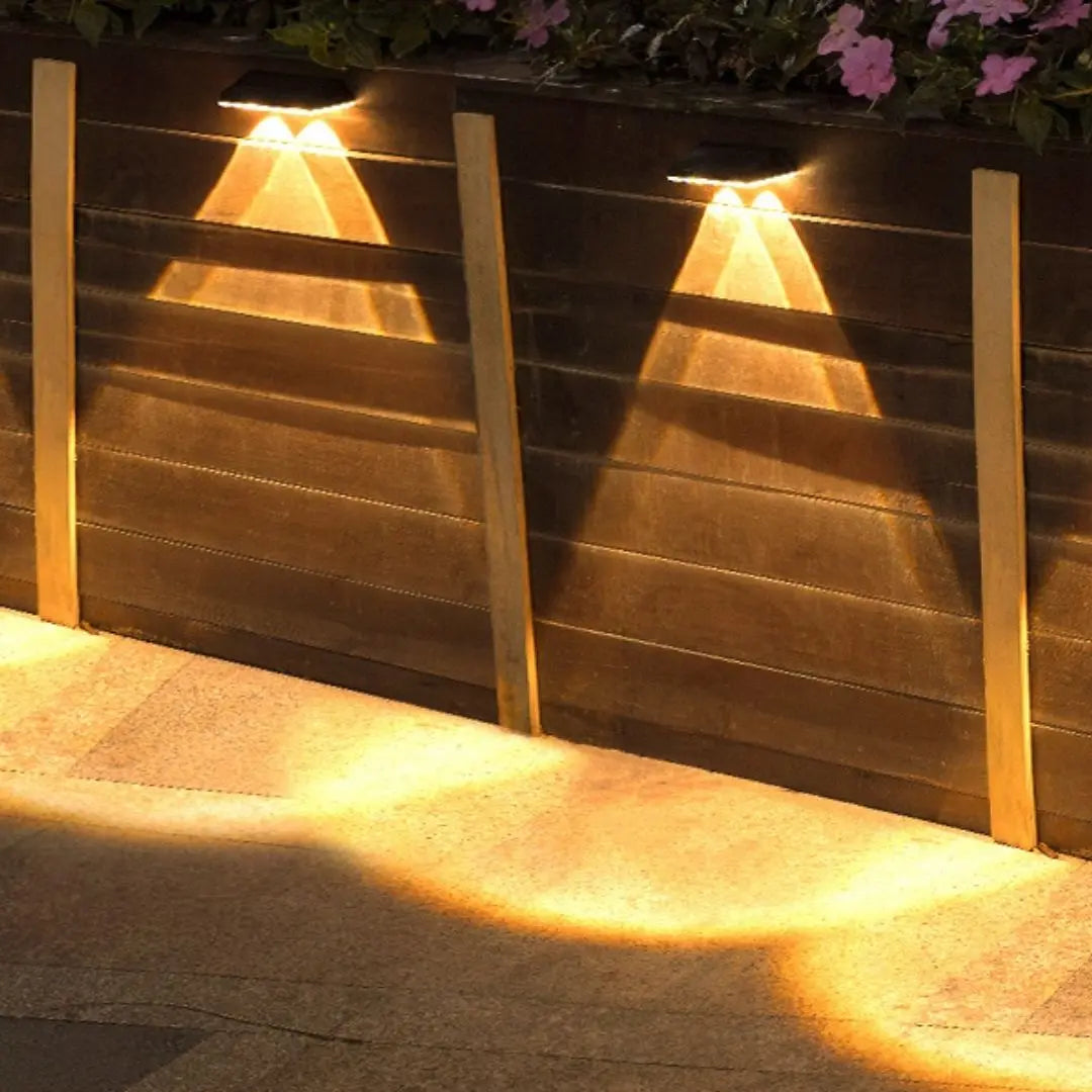Hamilite Solar Fence Lights Outdoor - Waterproof LED Wall Lights