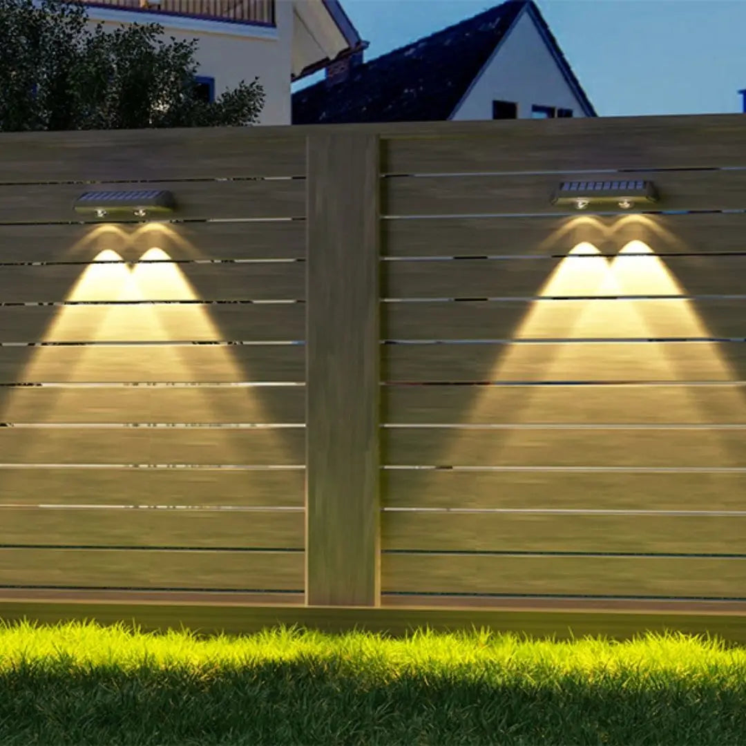 Hamilite Solar Fence Lights Outdoor - Waterproof LED Wall Lights
