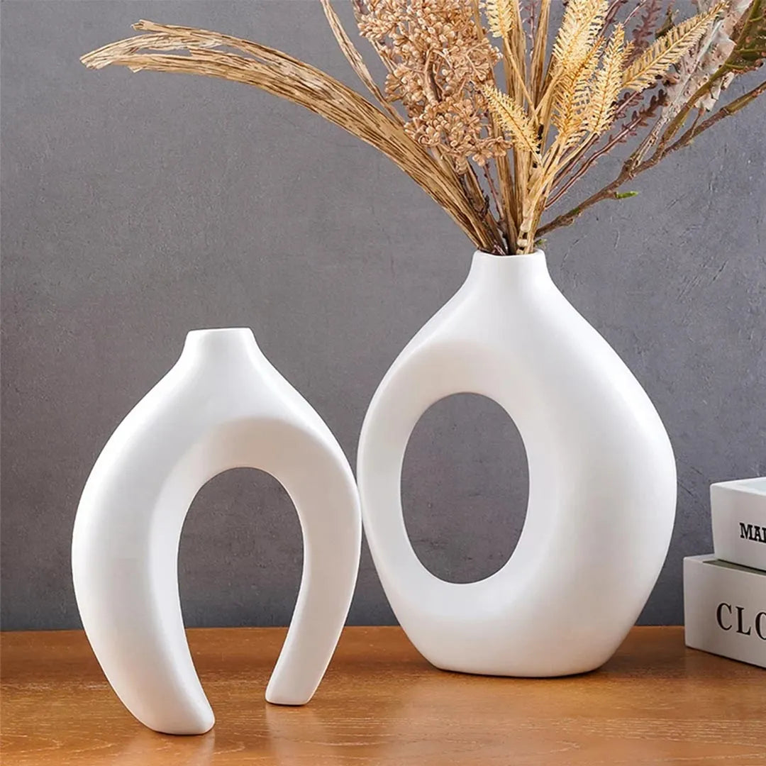 2PCs Modern Ceramic Vase Set - Creative Couple