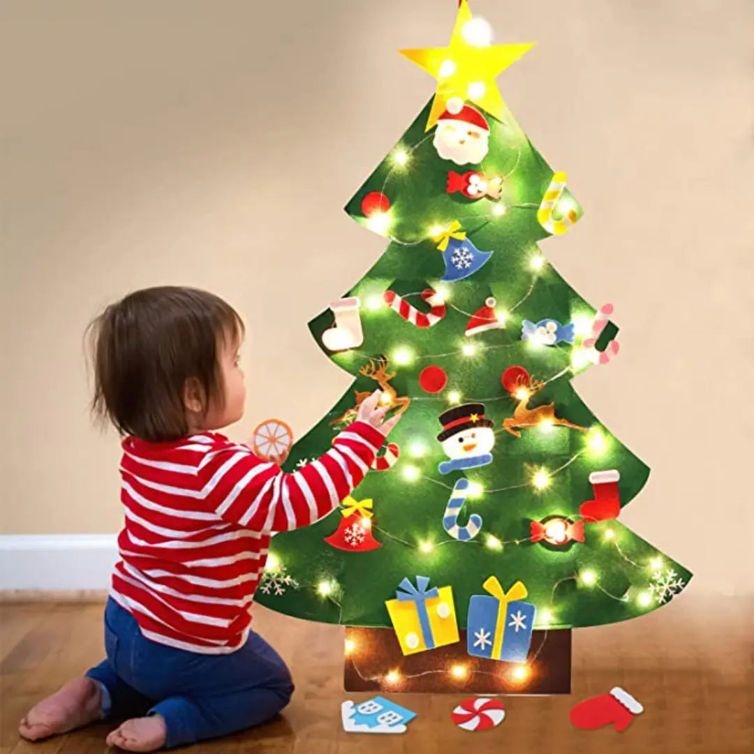 Kids Felt Christmas Tree with Ornaments - Toddler-Friendly Holiday Decoration