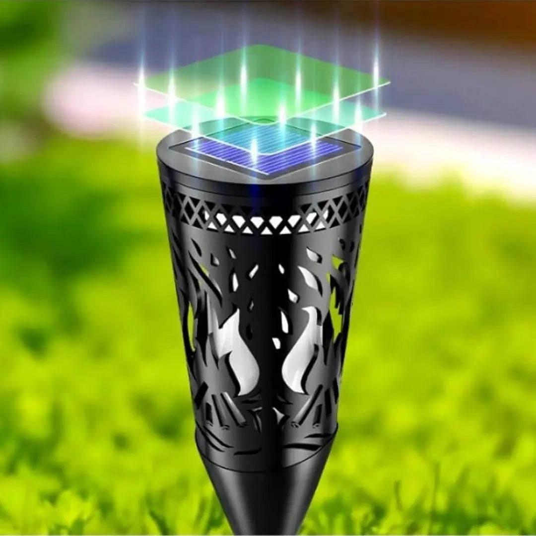 Lumora Solar Flame Torch Lights - Outdoor Waterproof Garden Lamps with Realistic Dancing Flame Effect