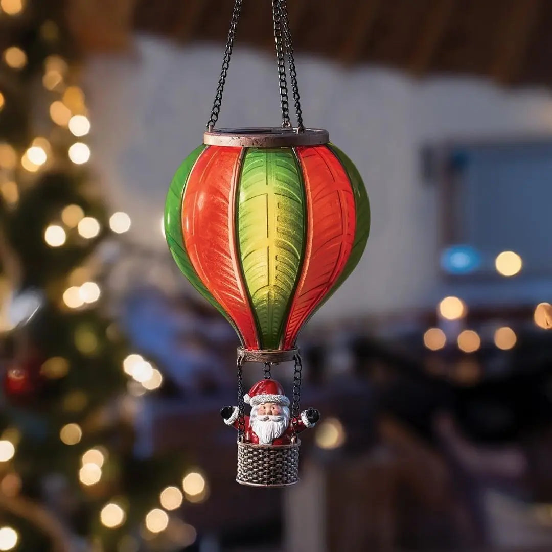 Solira Solar Hot Air Balloon Lantern - Multicoloured Hanging Garden Light with Flame Effect
