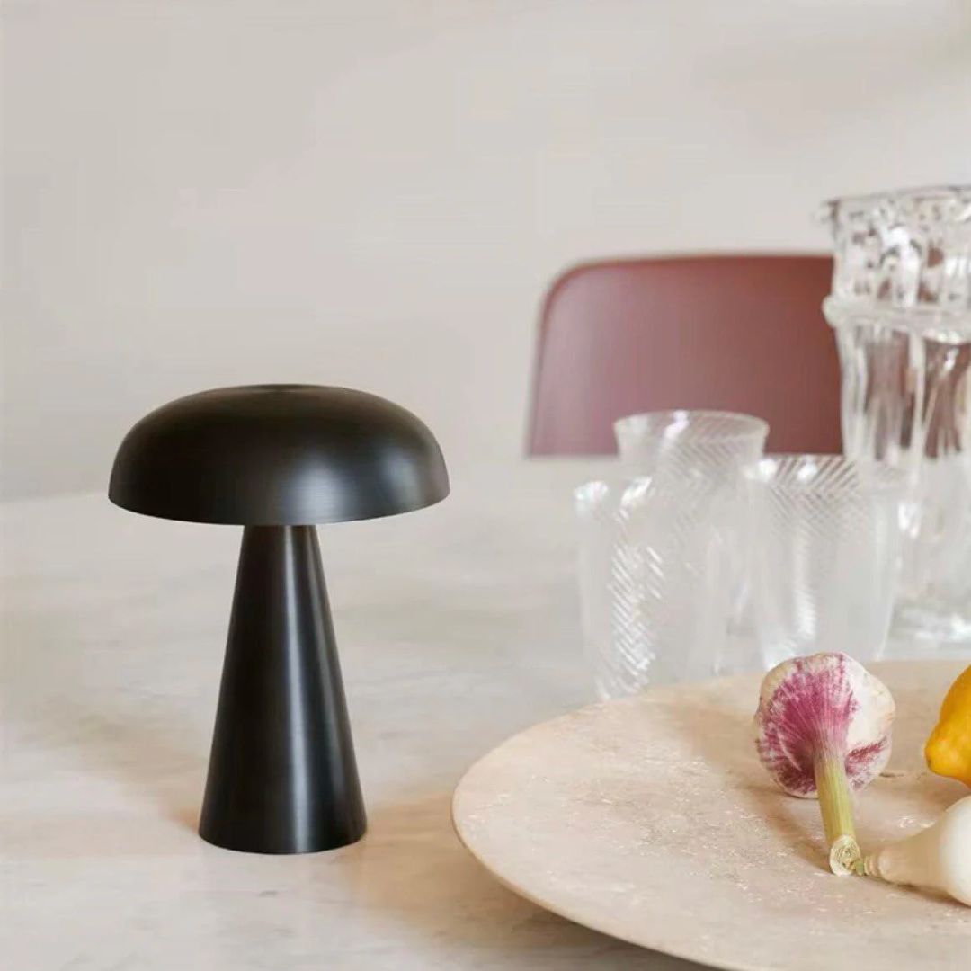 Stockholm LED Table Lamp - Rechargeable Dome Light in Brushed Gold Finish