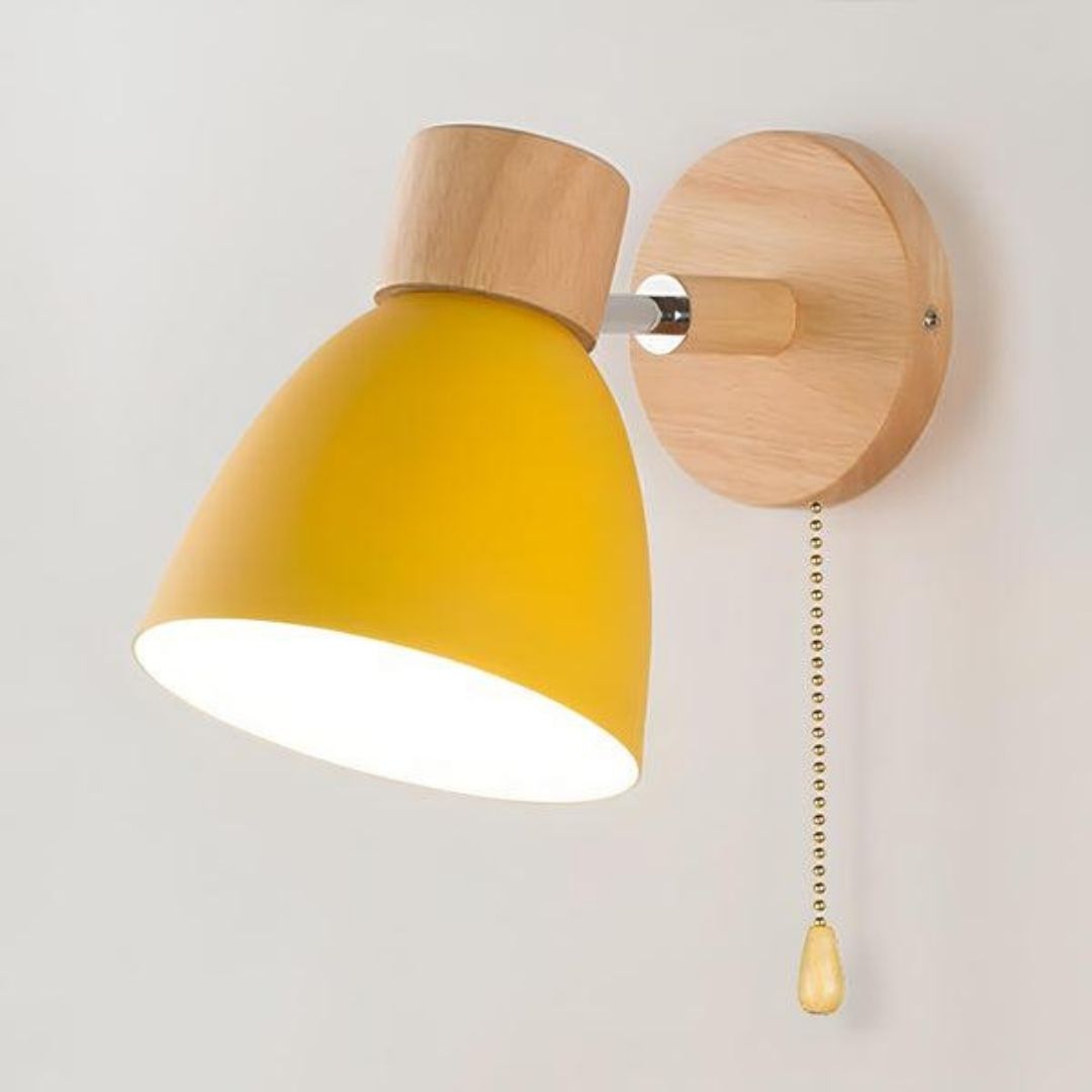 Nordic Wood Wall Lamp - Modern Minimalist Light with Pull Switch Charm