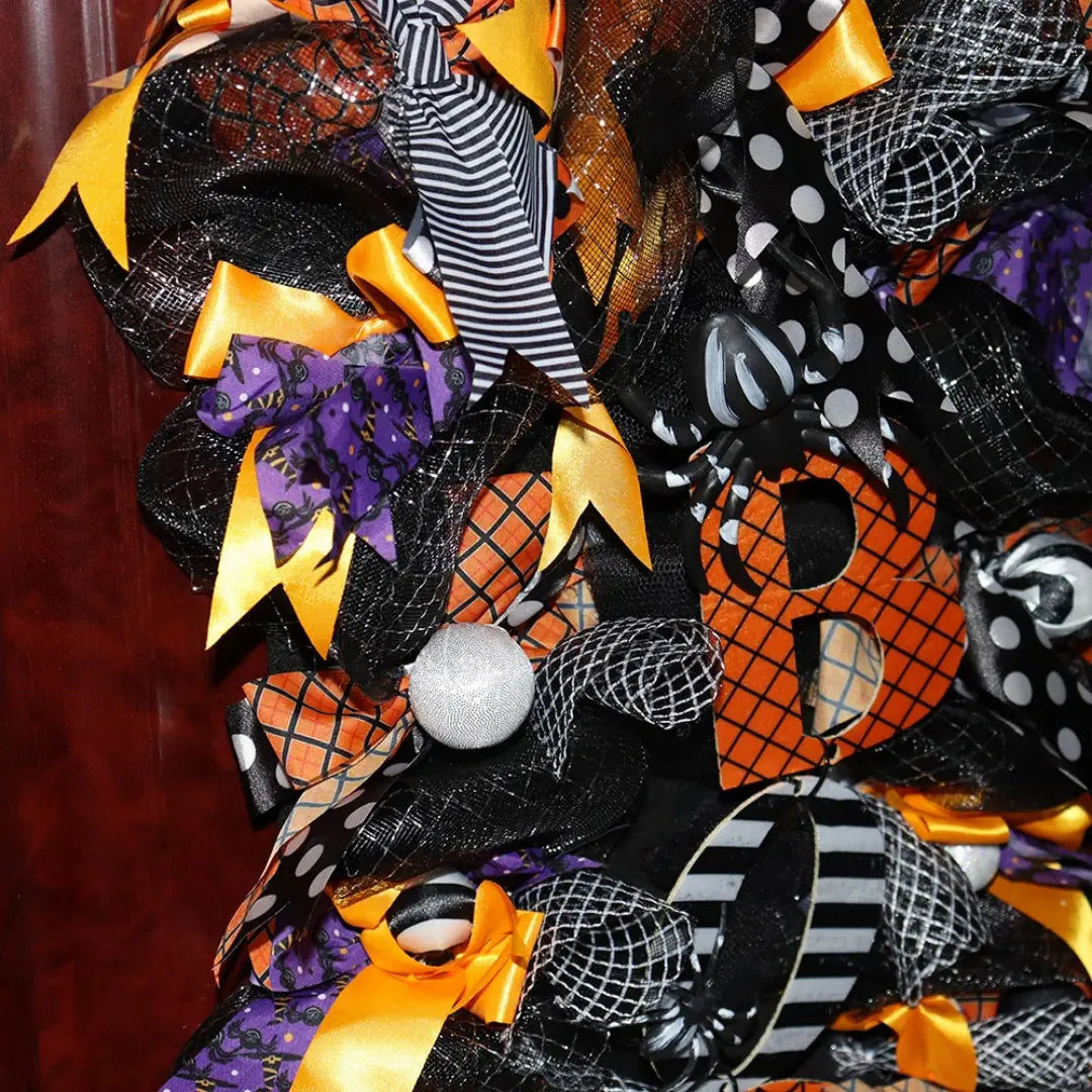Large Halloween Wreath Decoration Pumpkin Spider Front Door Hanging Decor