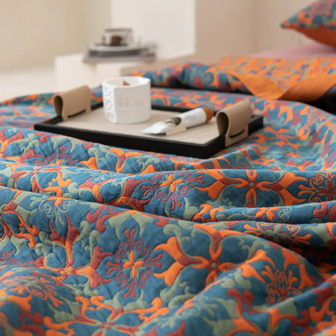 Celora Boho Reversible Cotton Quilt - Soft Breathable and Vintage Mandala Design