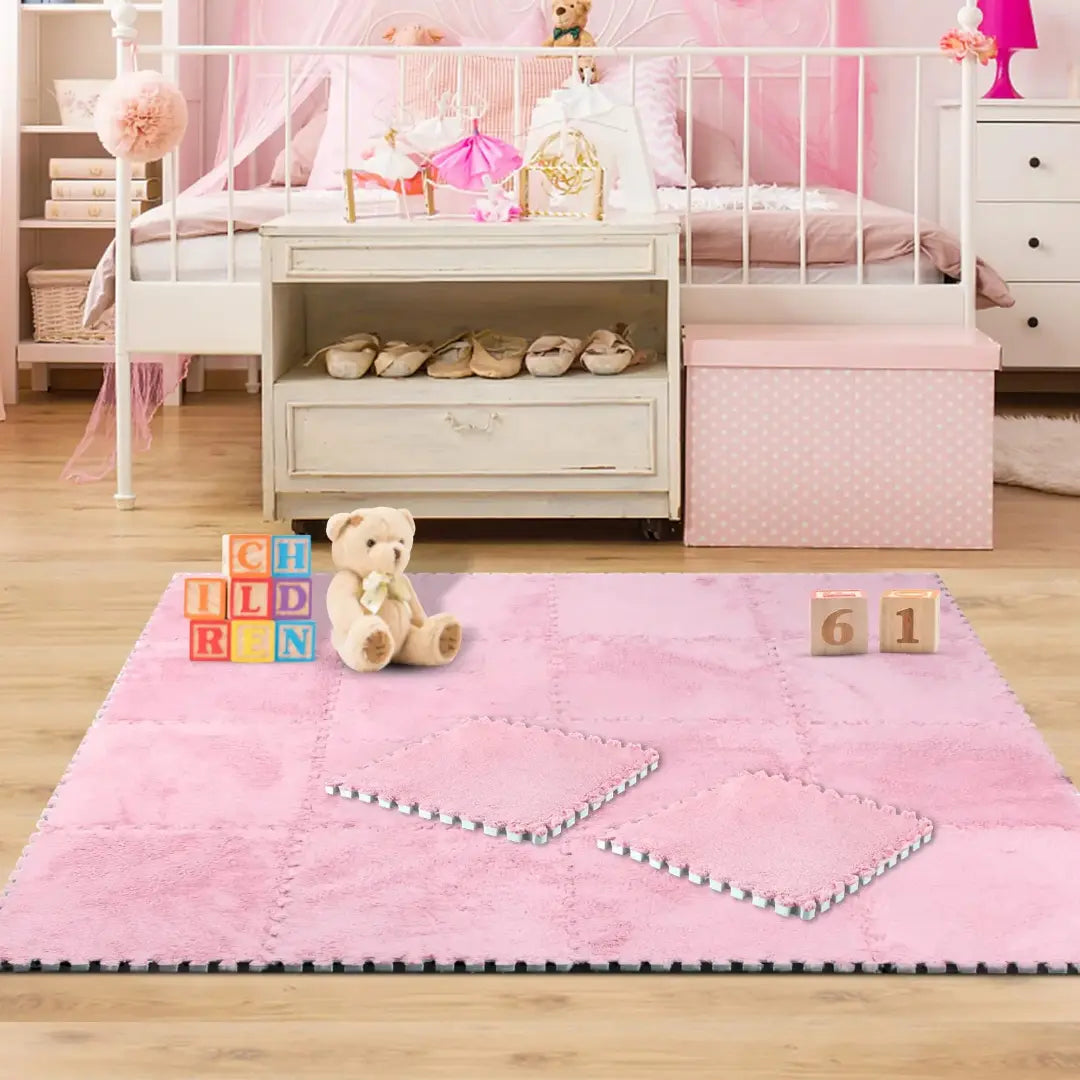 Soft Plush Baby Play Mat - Foam Puzzle Carpet for Kids, Nursery, or Living Room