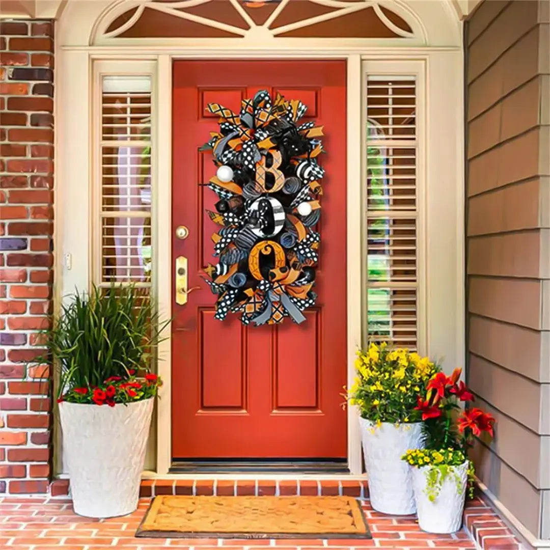 Large Halloween Wreath Decoration Pumpkin Spider Front Door Hanging Decor