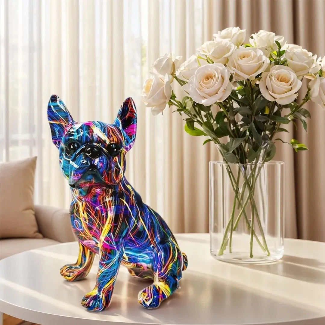 Colorful French Bulldog Resin Statue
