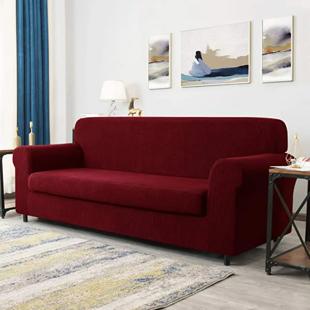 Zeyra 2-Piece Stretch Jacquard Couch Covers with Individual Seat Cushion Cover - Non-Slip Protective Sofa Slipcover
