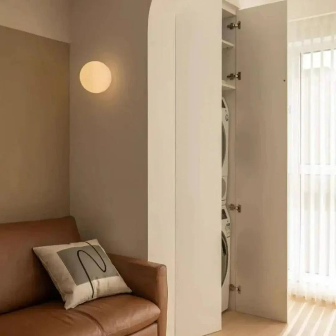 Aditya Circular Wall Light - Sleek Milk Glass Elegance for Modern Interiors