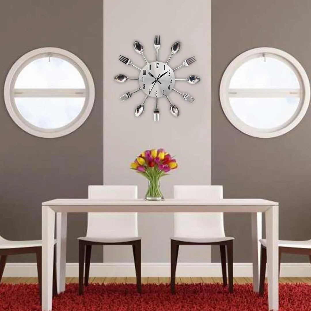 Timelike 3D Removable Modern Creative Cutlery Kitchen Spoon Fork Wall Clock
