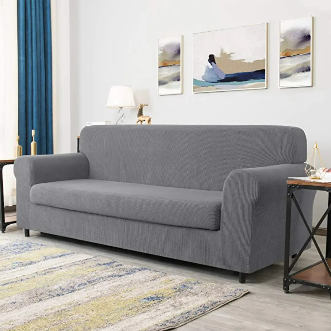 Zeyra 2-Piece Stretch Jacquard Couch Covers with Individual Seat Cushion Cover - Non-Slip Protective Sofa Slipcover