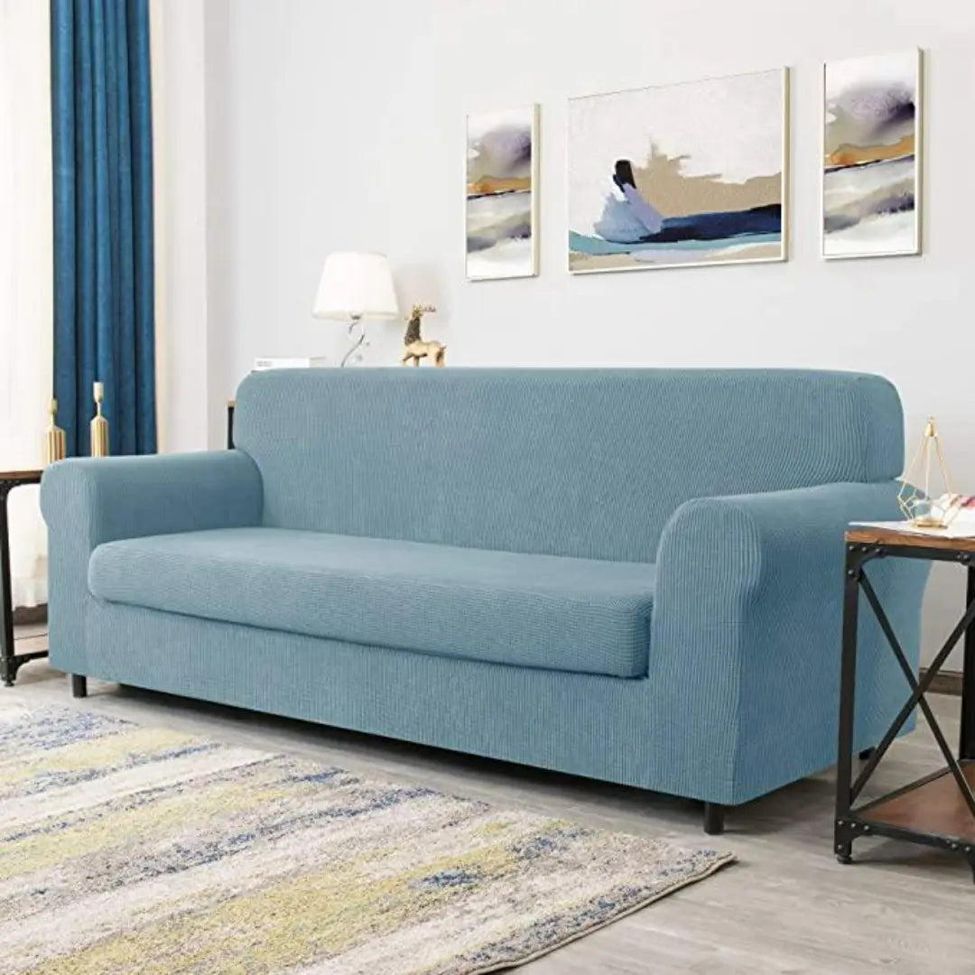Zeyra 2-Piece Stretch Jacquard Couch Covers with Individual Seat Cushion Cover - Non-Slip Protective Sofa Slipcover