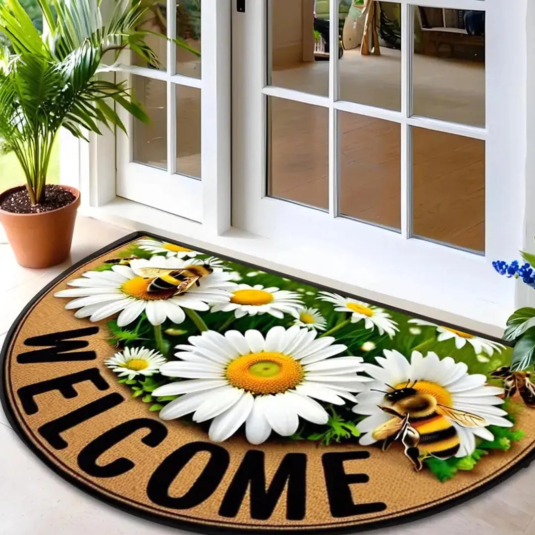 Welcome Bees & Daisy Door Mat