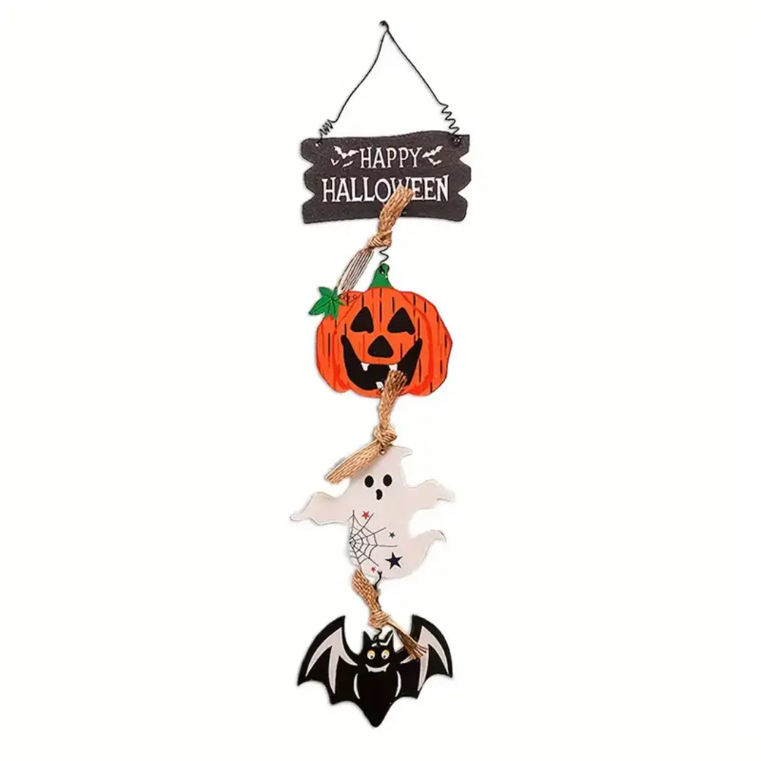 Wooden Halloween Hanging Decoration - Pumpkin, Ghost & Bat