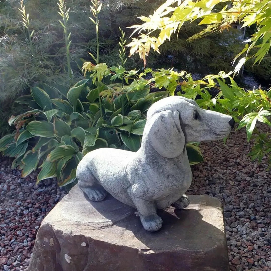 Resin Dachshund Dog Sculpture - Garden and Home Decoration Ornament