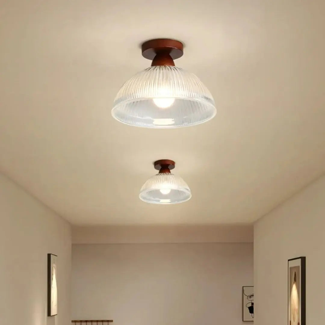 Solid Wood and Glass Modern Ceiling Lamp