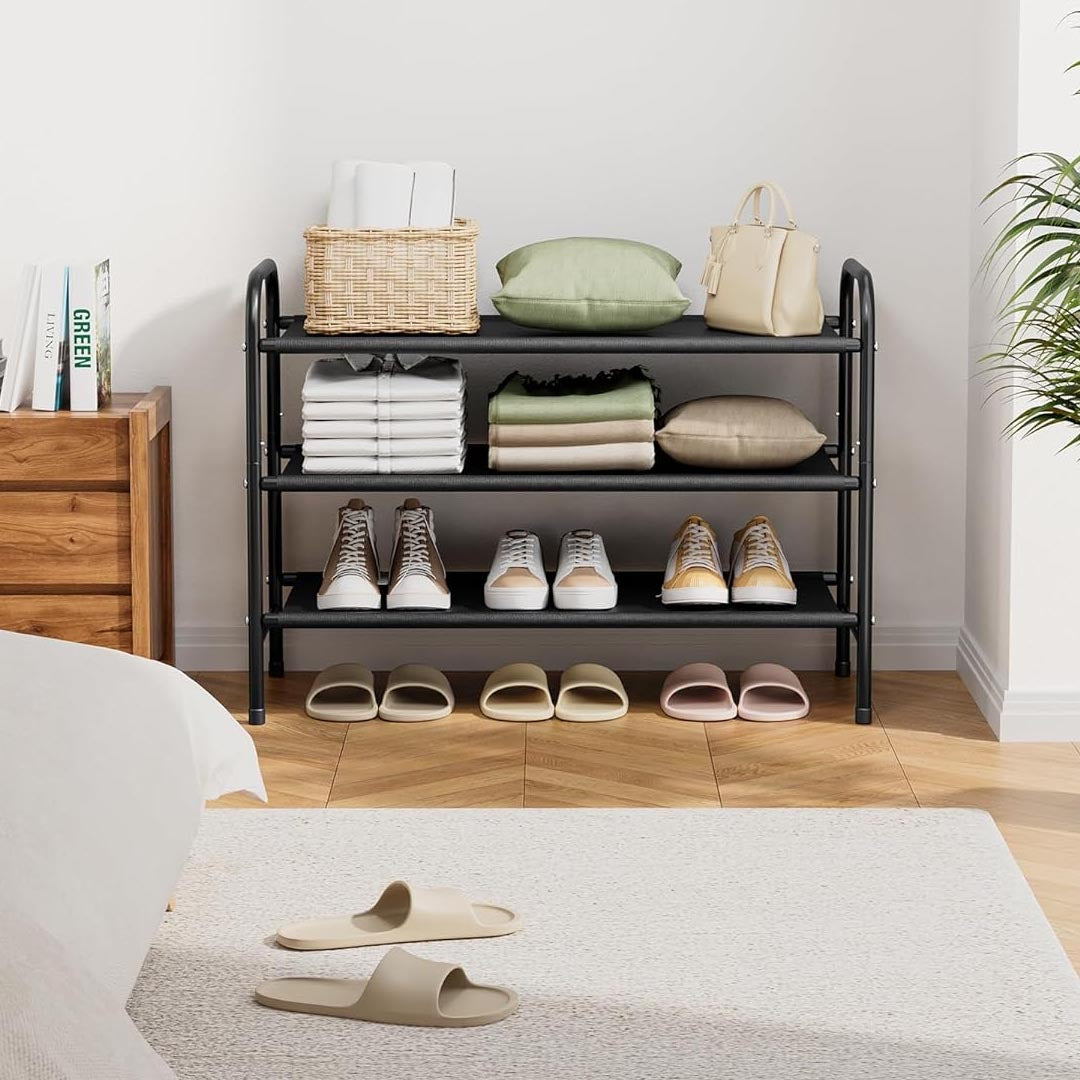 3 Tier Metal Shoe Rack - Durable, Space Saving Storage Solution