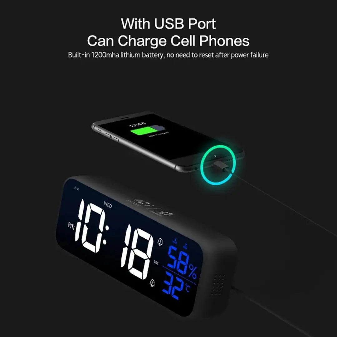 LED Alarm Clock with Temperature & Humidity Display