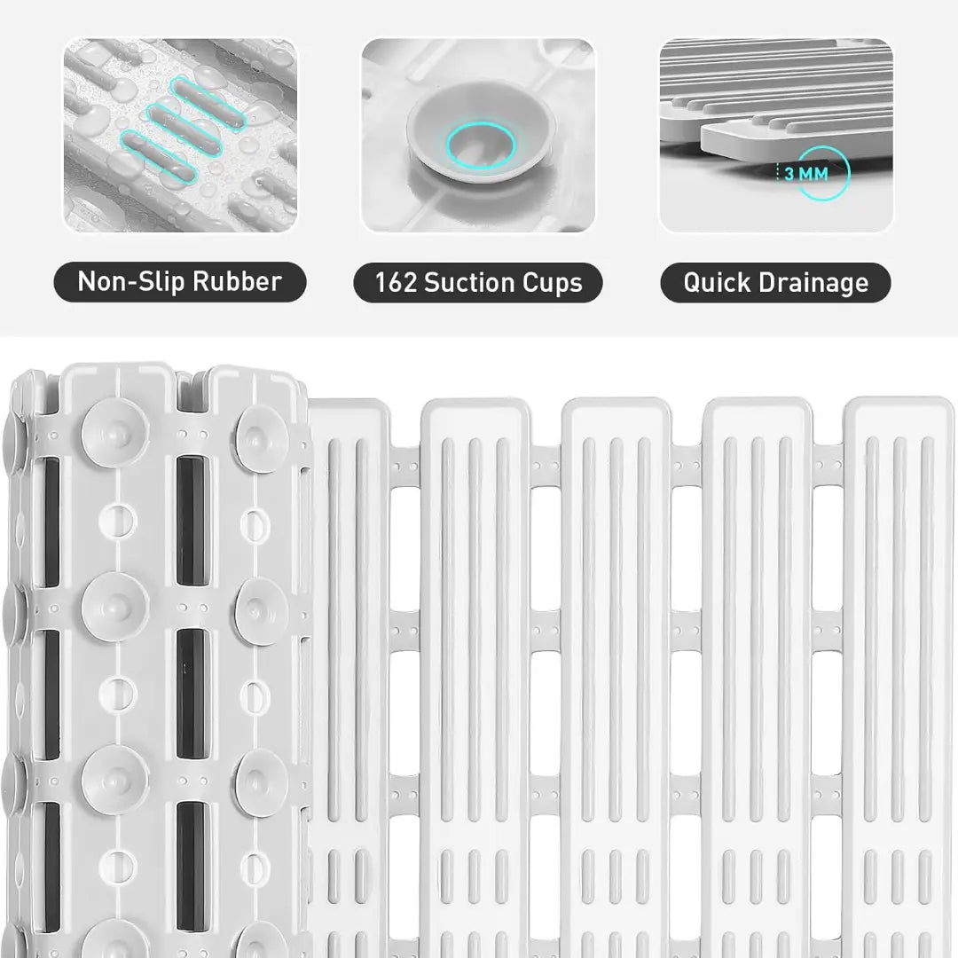 Non Slip Shower Mat - Anti Mould TPE Bath Mat with Suction Cups
