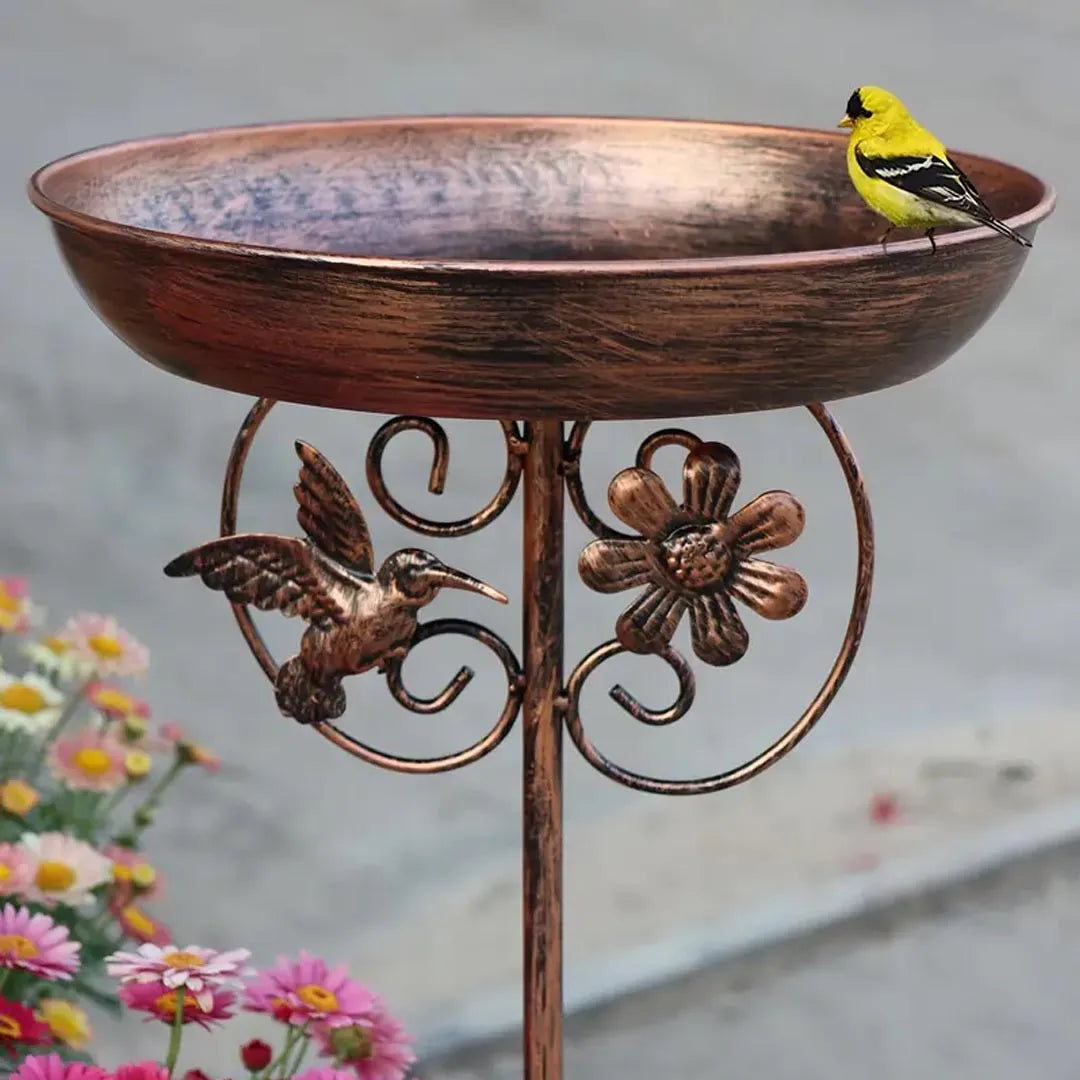 Vintage Garden Metal Bird Bath - Outdoor Cast Iron Bird Feeder
