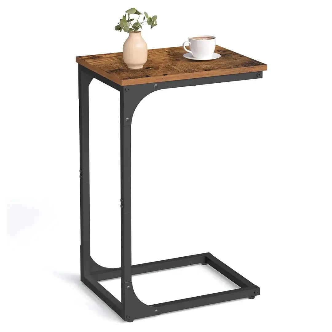 C-Shaped Coffee Table - Sofa Side Table, Bedside Table with Metal Frame