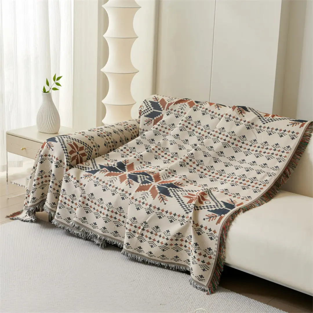 Zalira Boho Double-Sided Sofa Cover - Reversible and Anti-Scratch