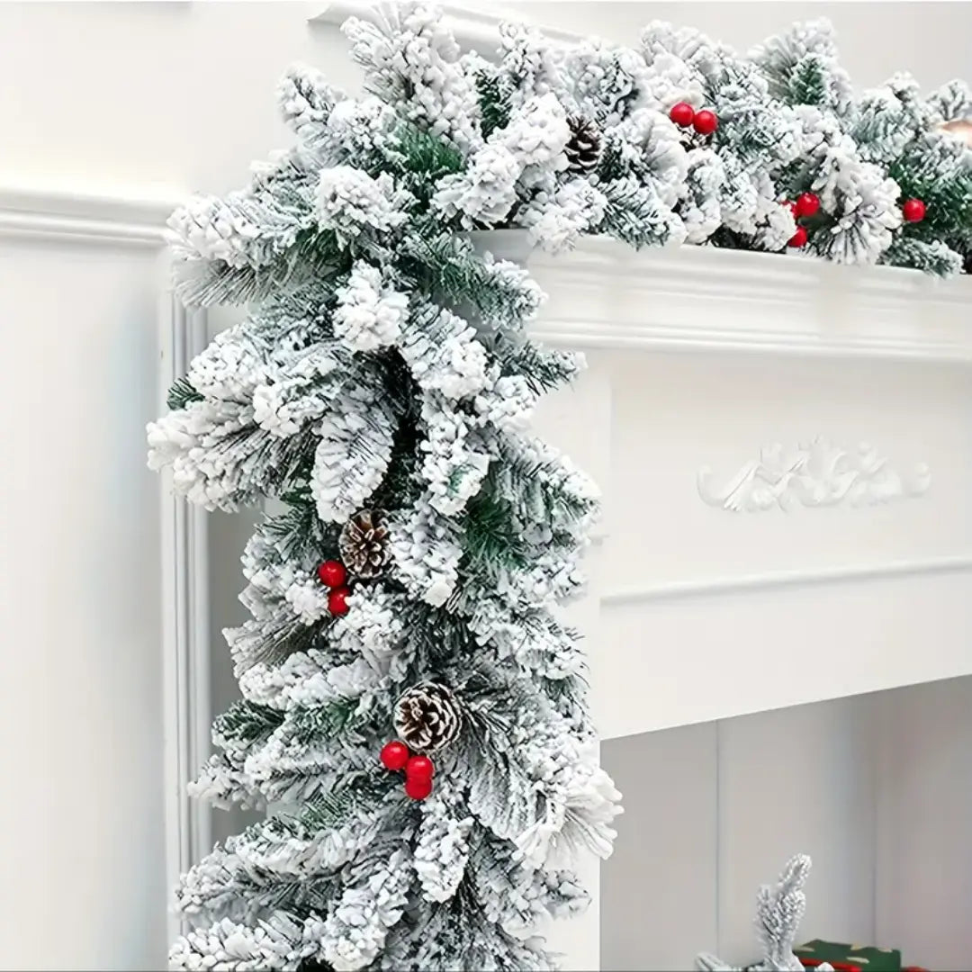 Veyra Artificial Christmas Garland - Classic Greenery with Pine Cones and Red Berries