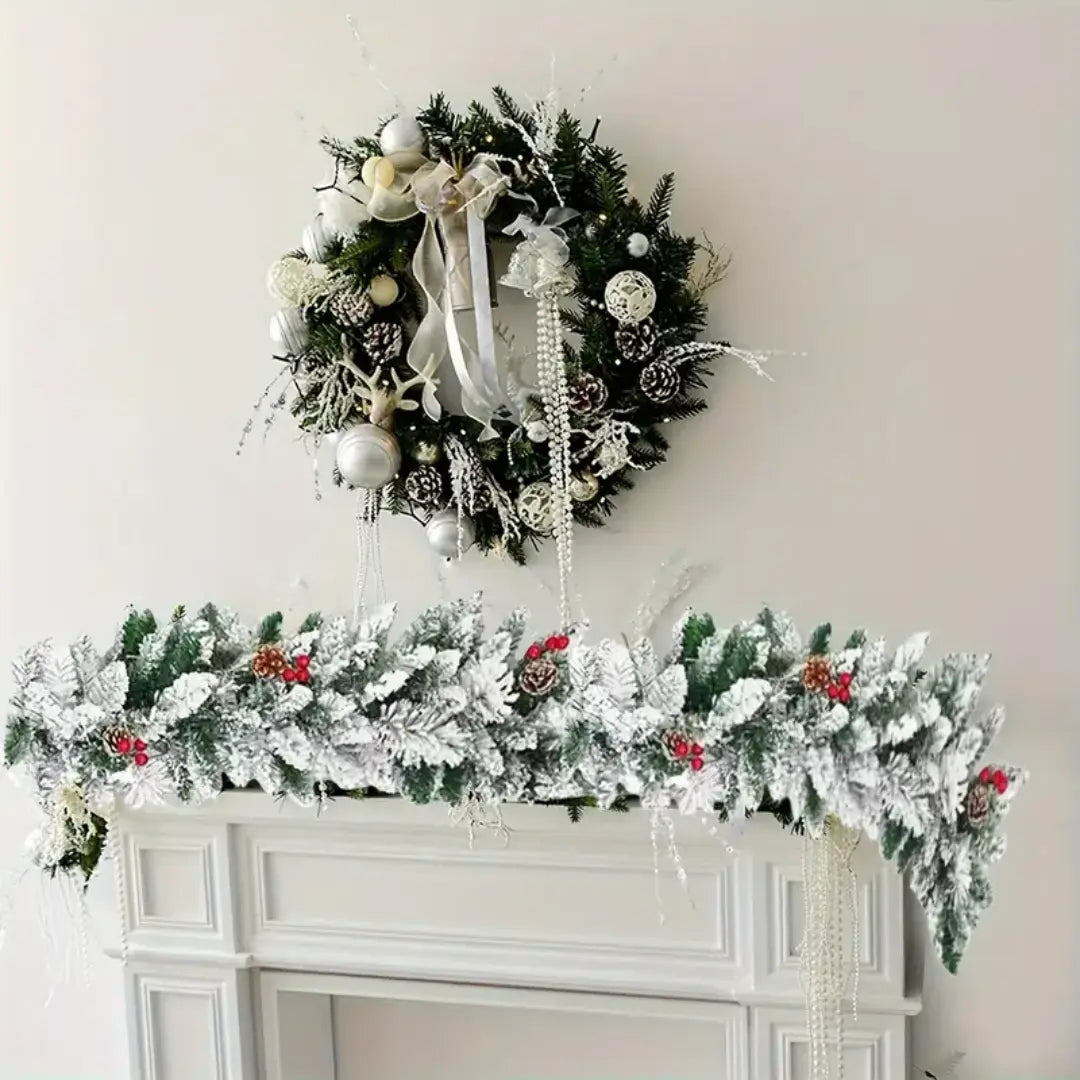 Veyra Artificial Christmas Garland - Classic Greenery with Pine Cones and Red Berries