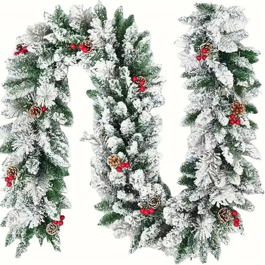 Veyra Artificial Christmas Garland - Classic Greenery with Pine Cones and Red Berries