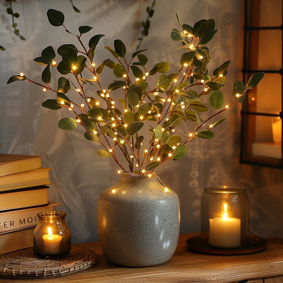 Olive Branch Fairy Lights - Nature-Inspired LED Decor for Cozy Spaces
