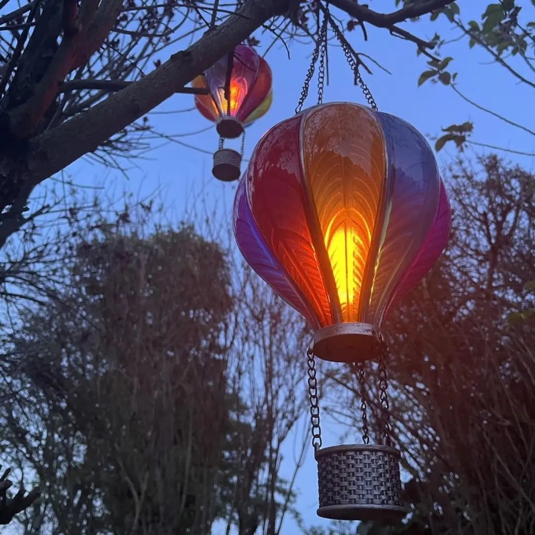 Solira Solar Hot Air Balloon Lantern - Multicoloured Hanging Garden Light with Flame Effect