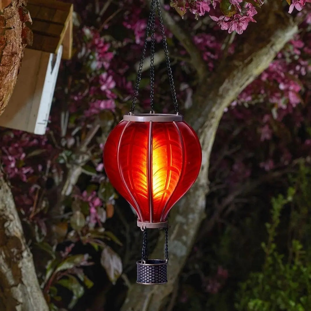 Solira Solar Hot Air Balloon Lantern - Multicoloured Hanging Garden Light with Flame Effect
