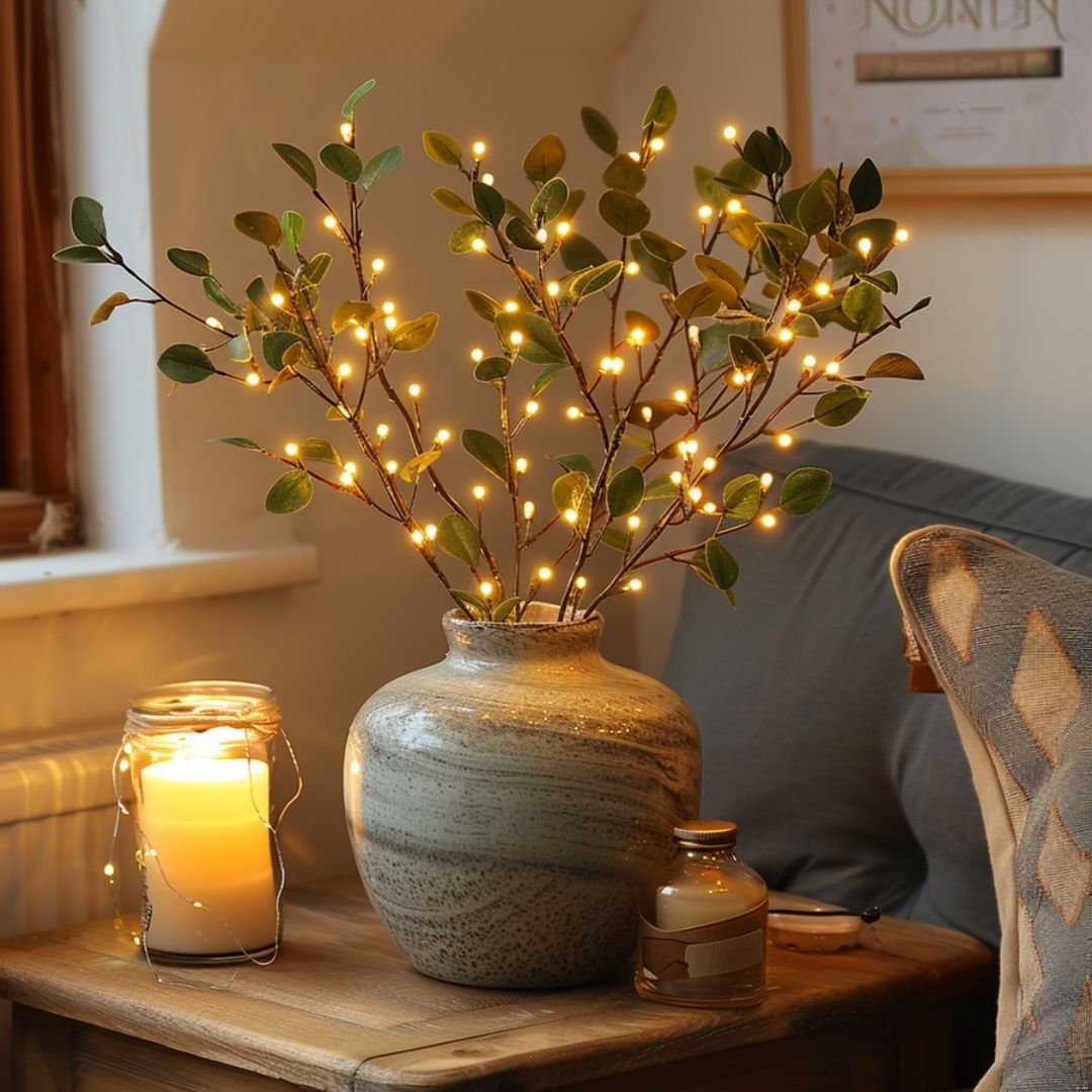 Olive Branch Fairy Lights - Nature-Inspired LED Decor for Cozy Spaces