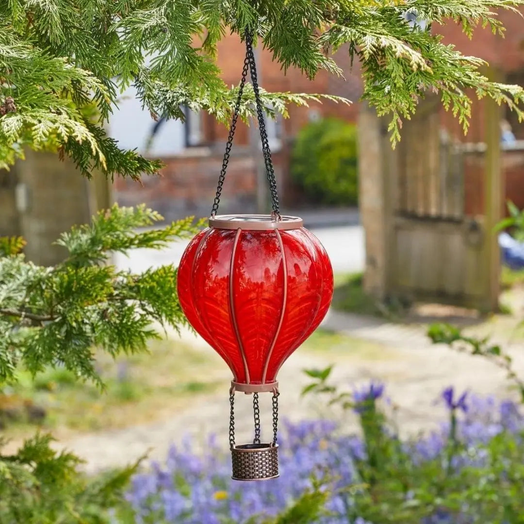 Solira Solar Hot Air Balloon Lantern - Multicoloured Hanging Garden Light with Flame Effect