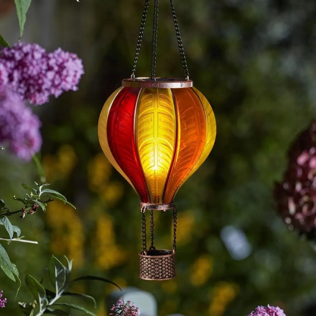 Solira Solar Hot Air Balloon Lantern - Multicoloured Hanging Garden Light with Flame Effect