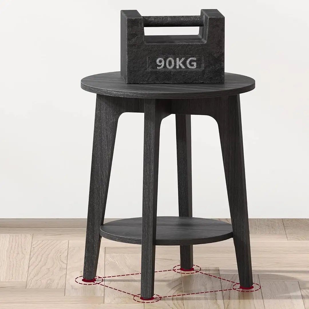 Modern Round Side Table with Lower Shelf